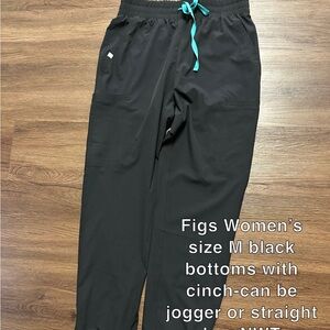 Figs Black Track Pants with Adjustable Drawstring